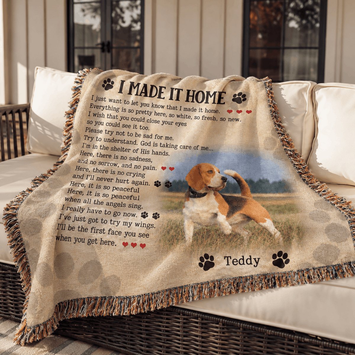 I Made It Home Dog Poem |Personalized Custom Photo Dog Tapestry Blanket