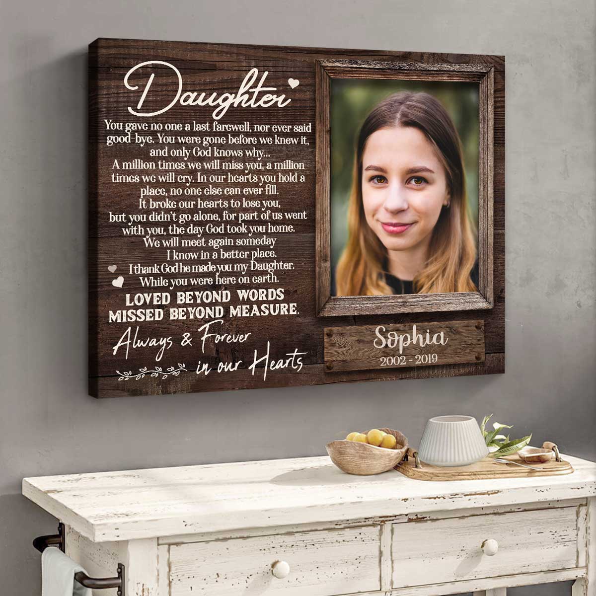 Always and Forever In Our Hearts | Custom Memorial Canvas Print