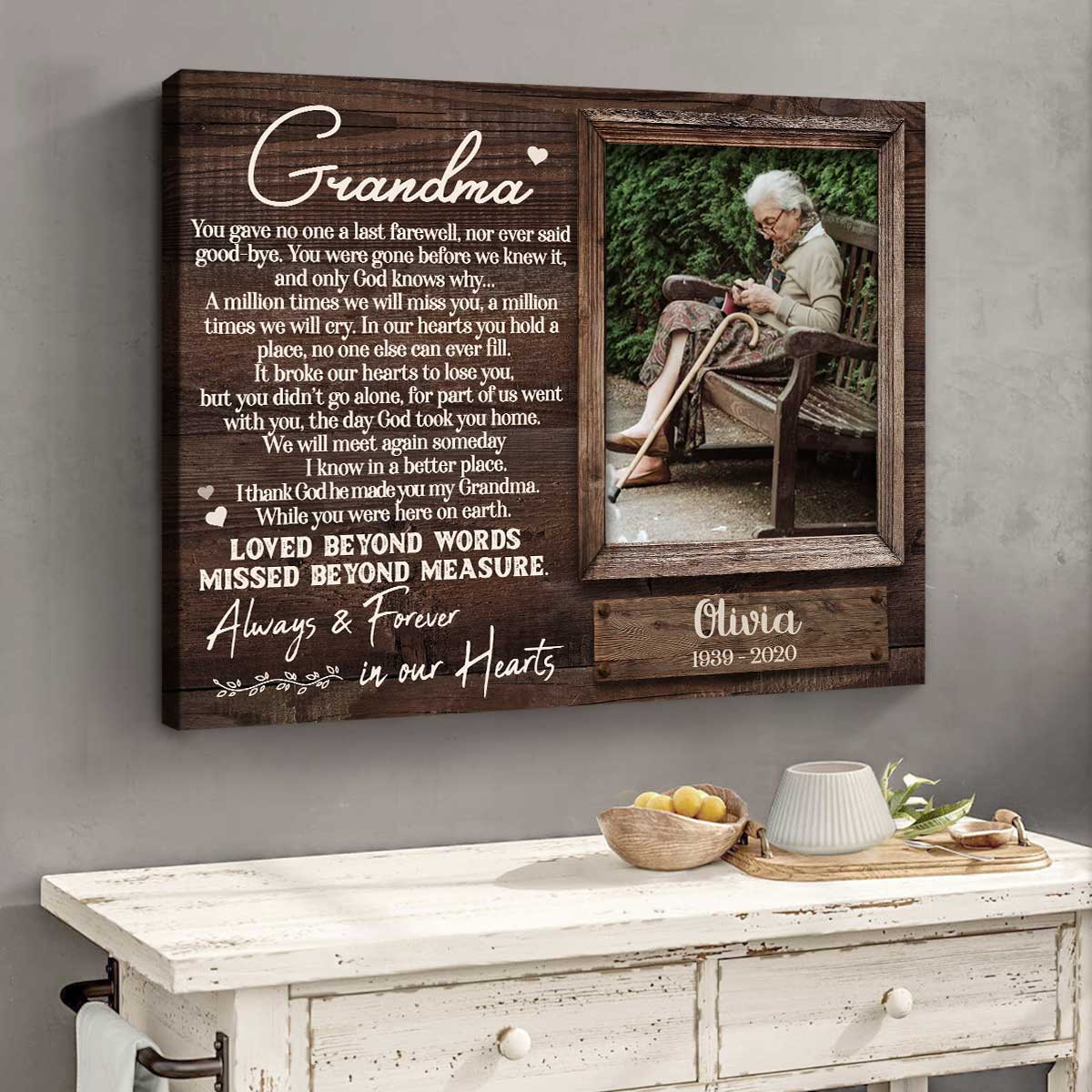 Always and Forever In Our Hearts | Custom Memorial Canvas Print