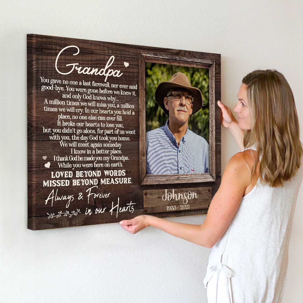 Always and Forever In Our Hearts | Custom Memorial Canvas Print