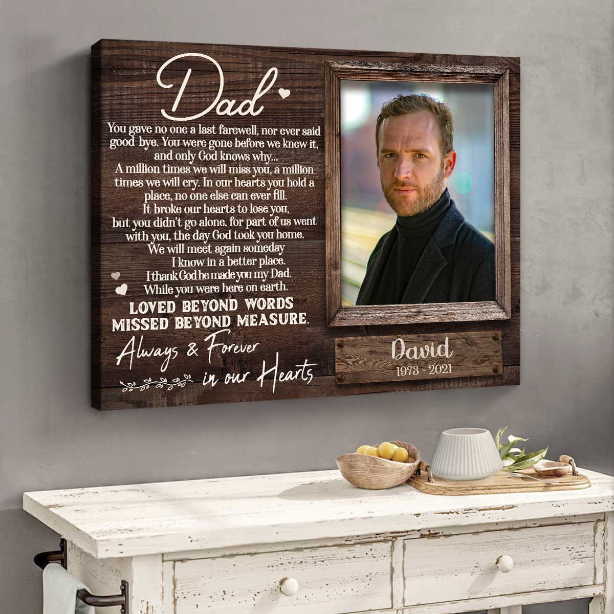 Always and Forever In Our Hearts | Custom Memorial Canvas Print