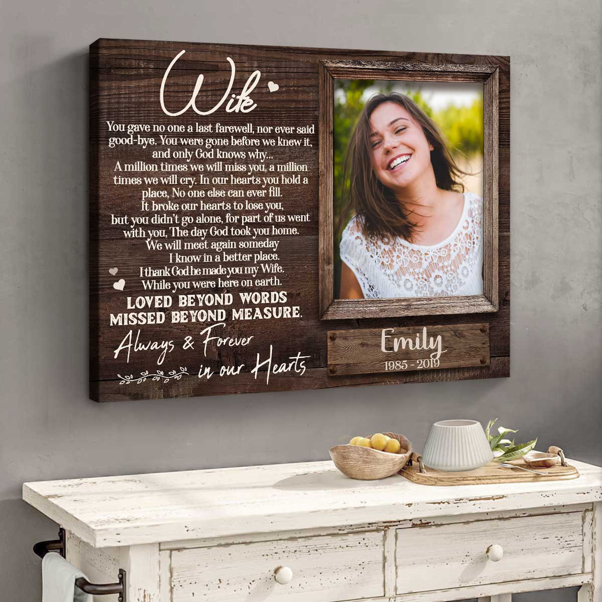 Always and Forever In Our Hearts | Custom Memorial Canvas Print