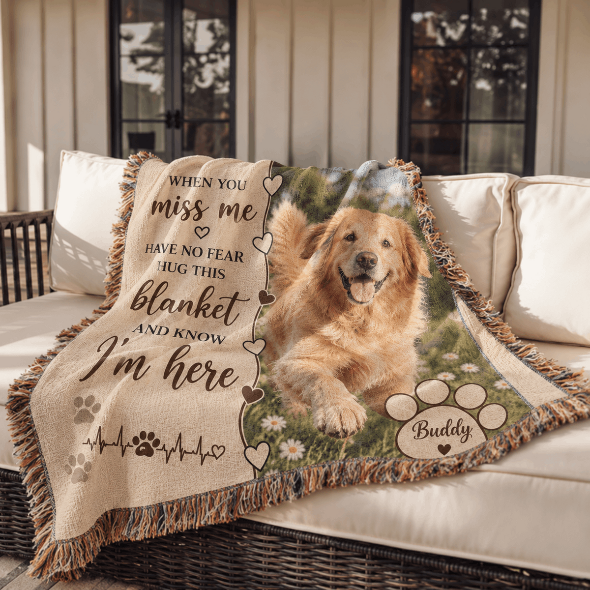 Personalized Custom Photo Memorial Dog Tapestry Blanket