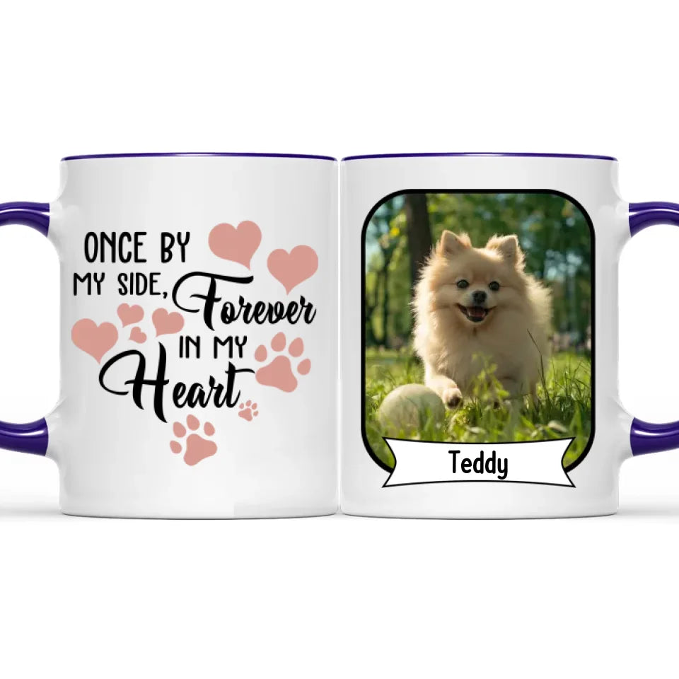 Once By My Side Forever In My Heart Losing Dog Quote | Custom Dog Memorial Two Tone Mug