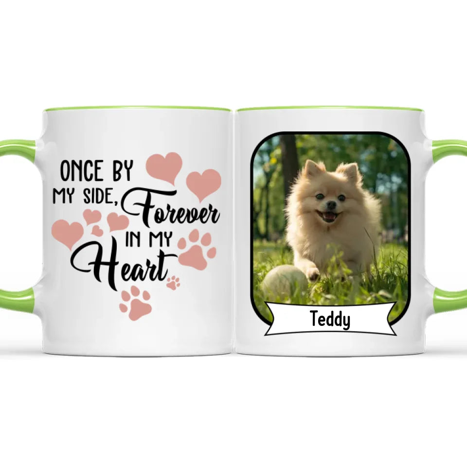 Once By My Side Forever In My Heart Losing Dog Quote | Custom Dog Memorial Two Tone Mug