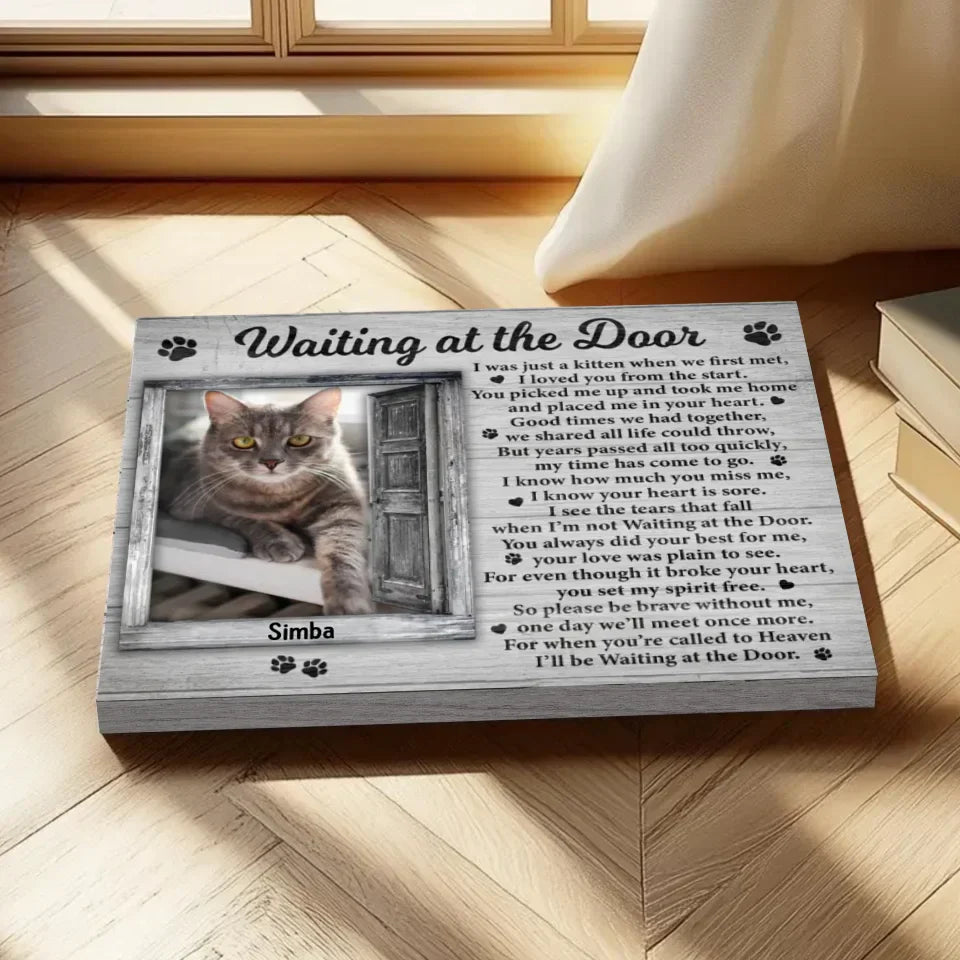 Waiting At The Door Cat Poem | Custom Cat Memorial Canvas Print