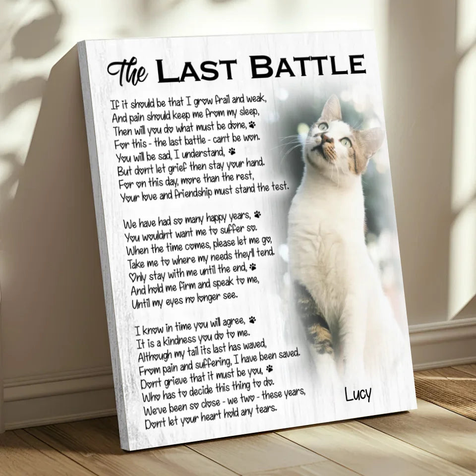 The Last Battle Cat Poem | Custom Cat Memorial Canvas Print