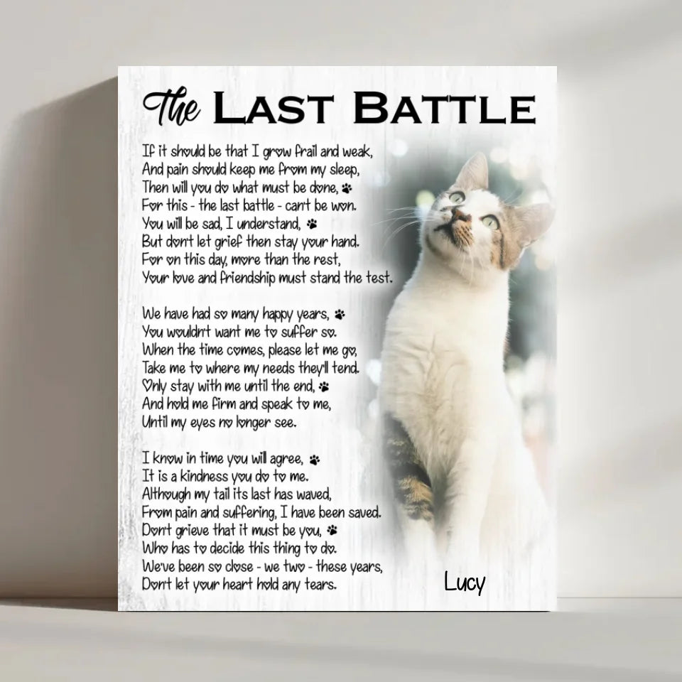 The Last Battle Cat Poem | Custom Cat Memorial Canvas Print