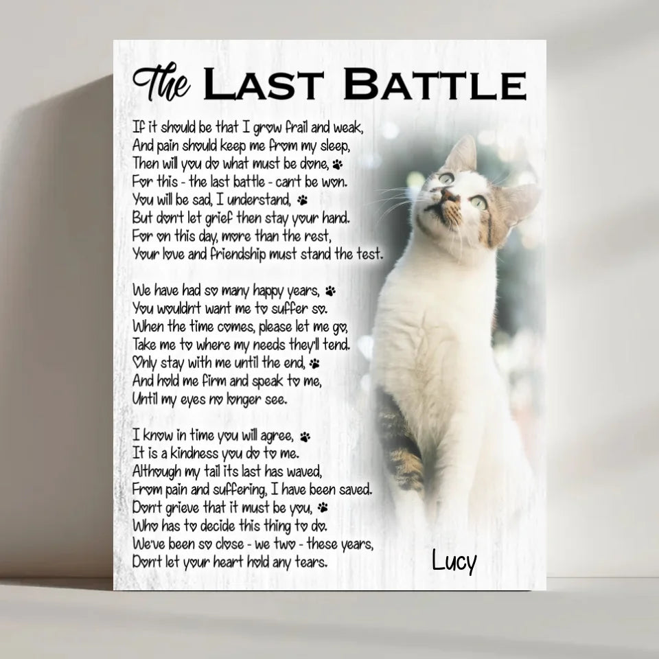 The Last Battle Cat Poem | Custom Cat Memorial Canvas Print