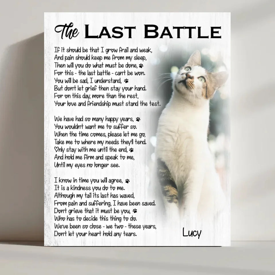 The Last Battle Cat Poem | Custom Cat Memorial Canvas Print
