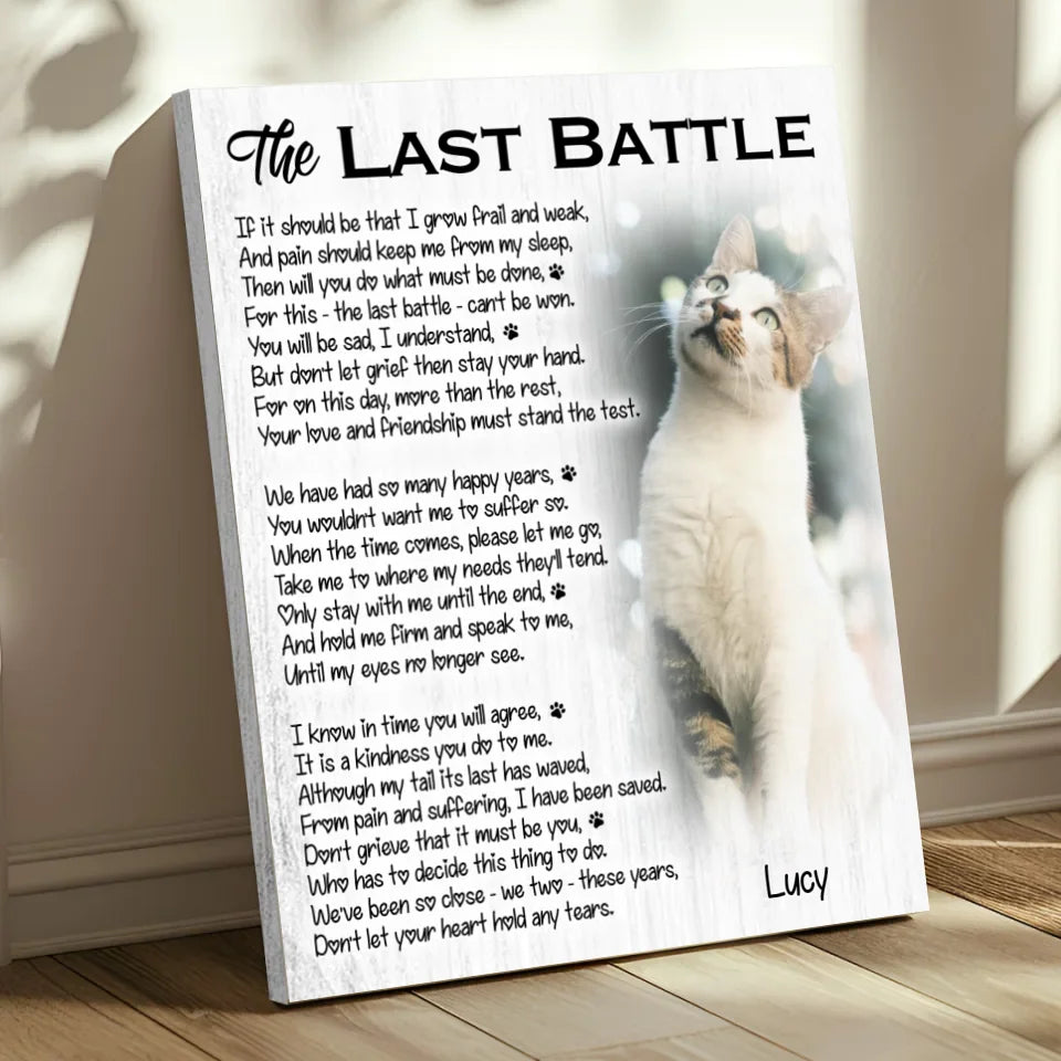 The Last Battle Cat Poem | Custom Cat Memorial Canvas Print