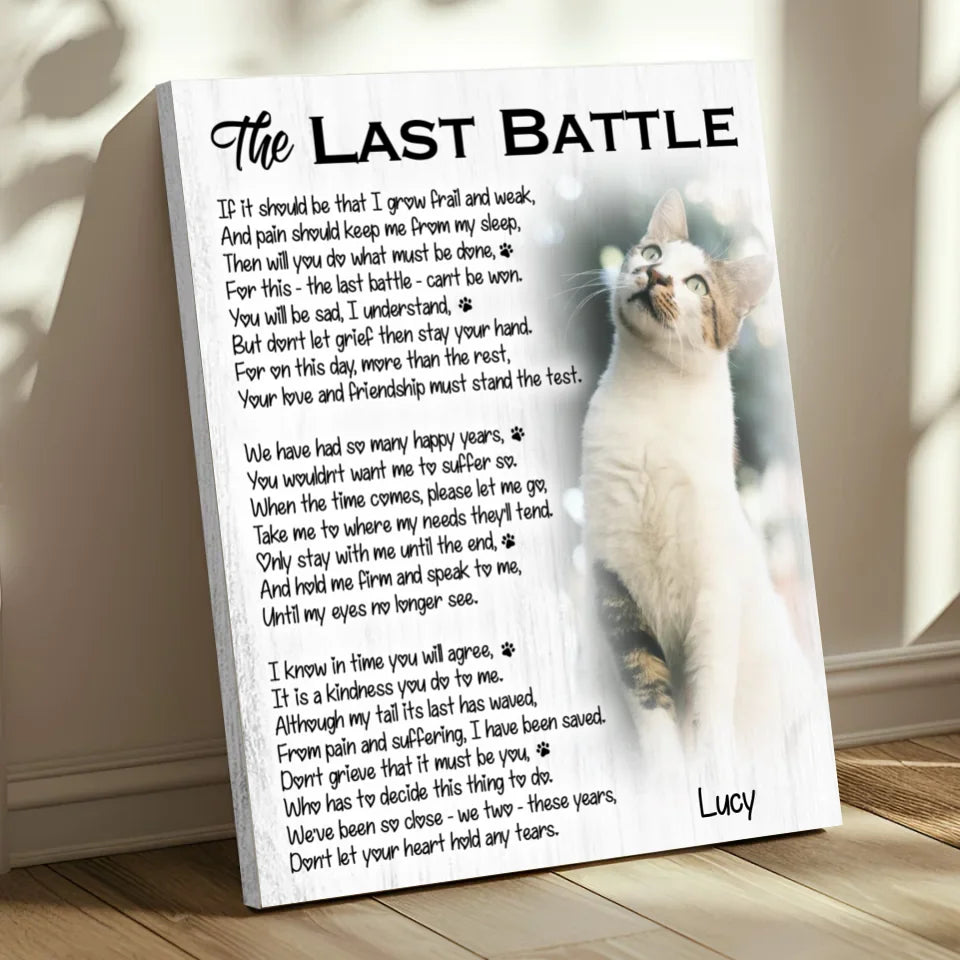 The Last Battle Cat Poem | Custom Cat Memorial Canvas Print