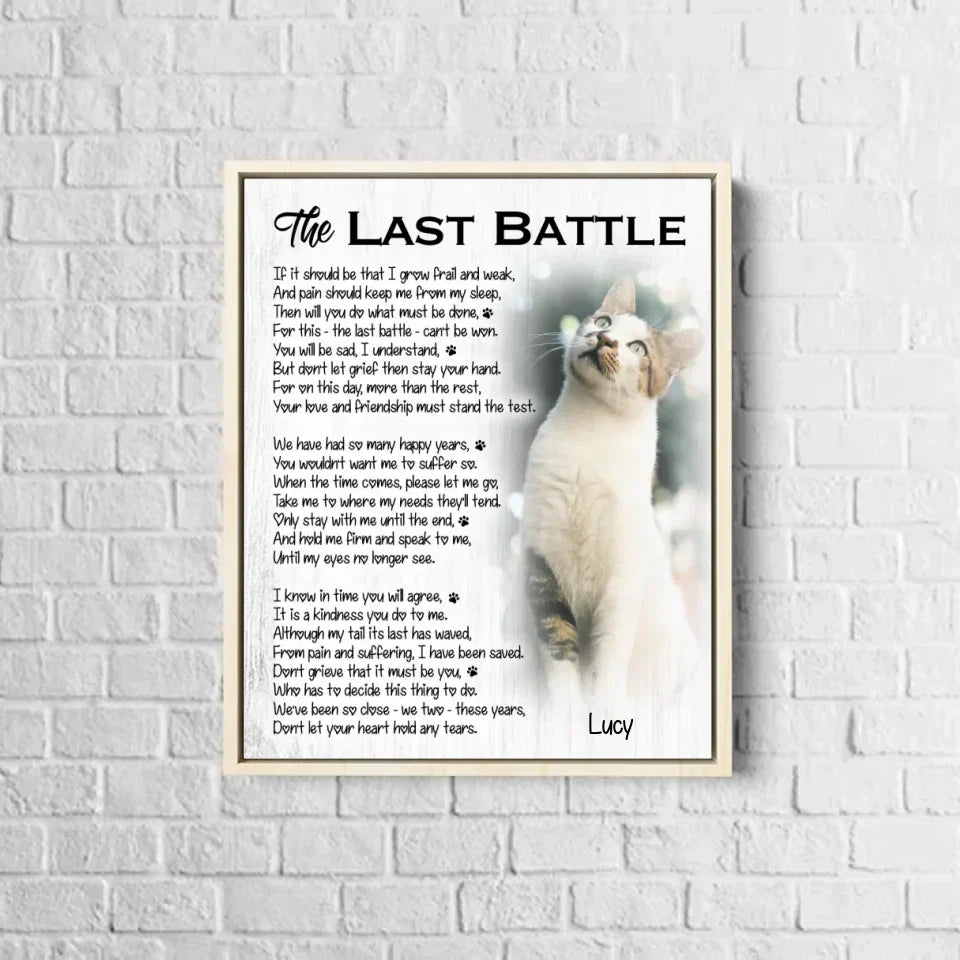The Last Battle Cat Poem | Custom Cat Memorial Canvas Print