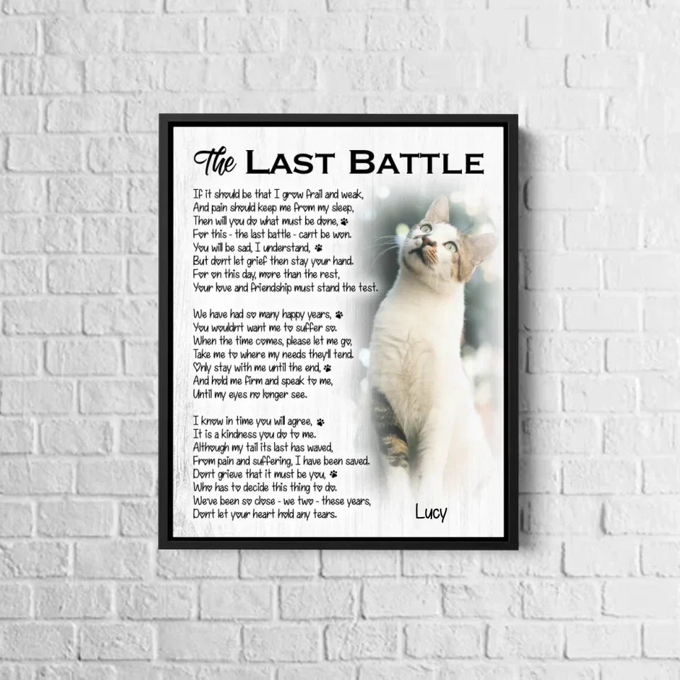 The Last Battle Cat Poem | Custom Cat Memorial Canvas Print