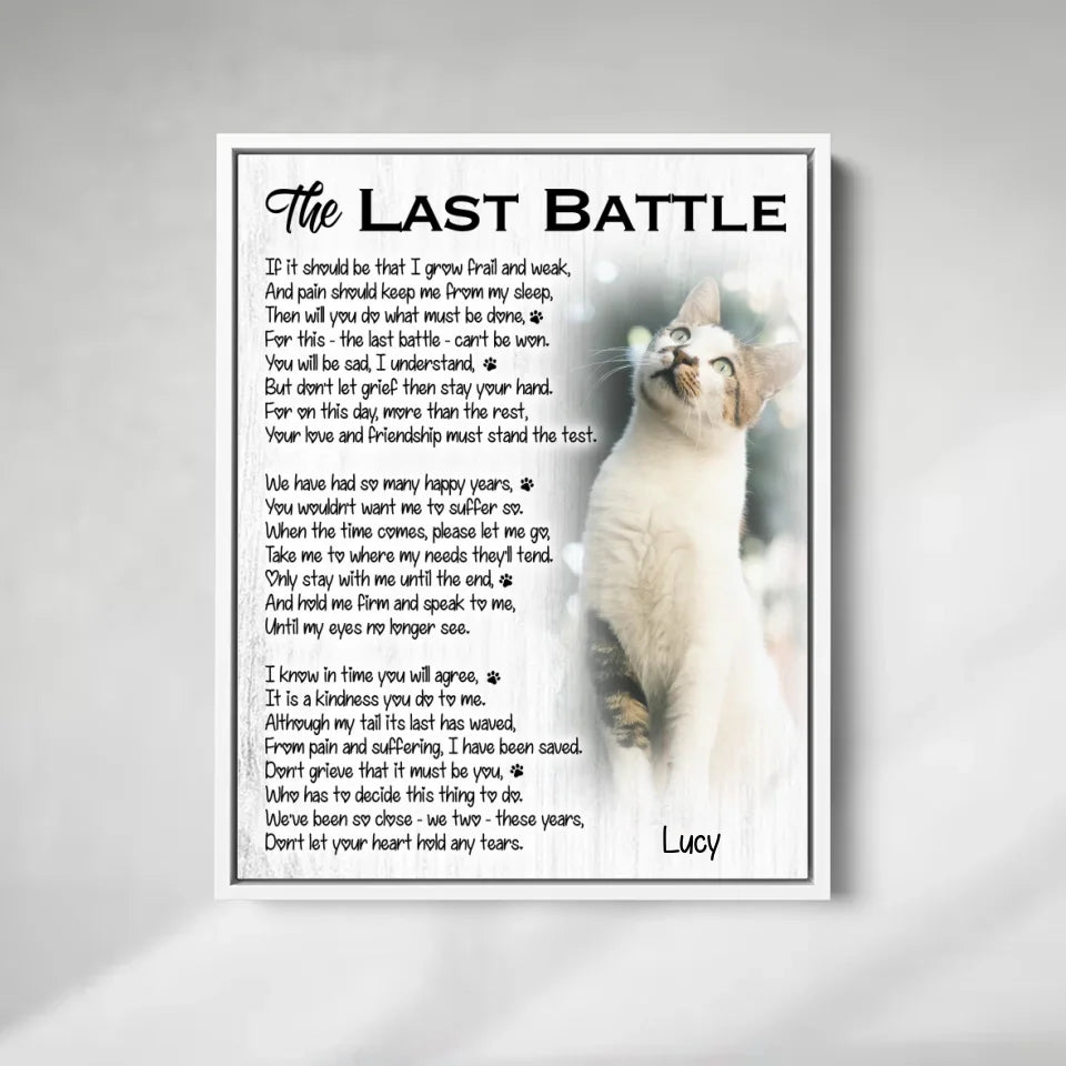 The Last Battle Cat Poem | Custom Cat Memorial Canvas Print
