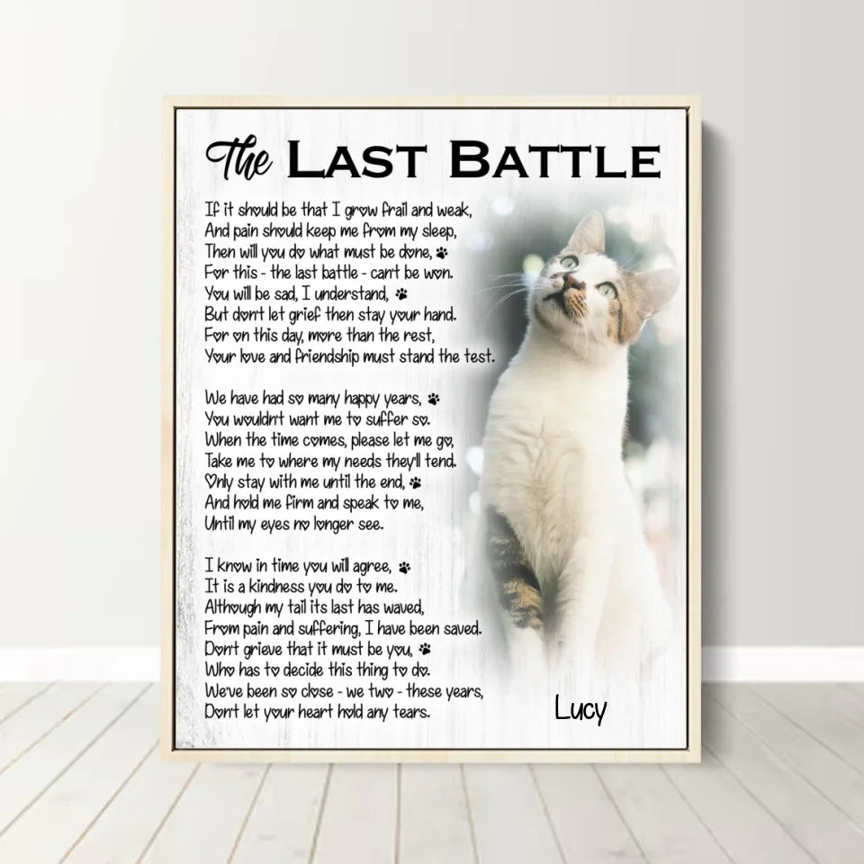 The Last Battle Cat Poem | Custom Cat Memorial Canvas Print