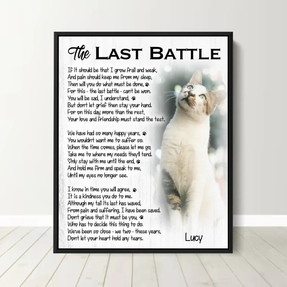 The Last Battle Cat Poem | Custom Cat Memorial Canvas Print