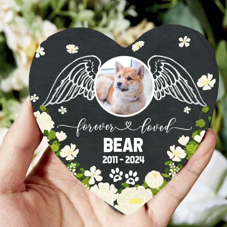 Dog Headstone | Custom Dog Memorial Garden Stone | Heart Shaped Headstone