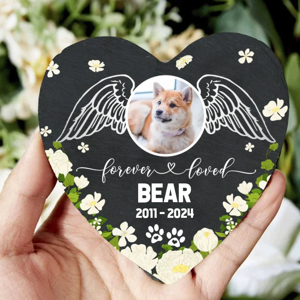 Dog Headstone | Custom Dog Memorial Garden Stone | Heart Shaped Headstone