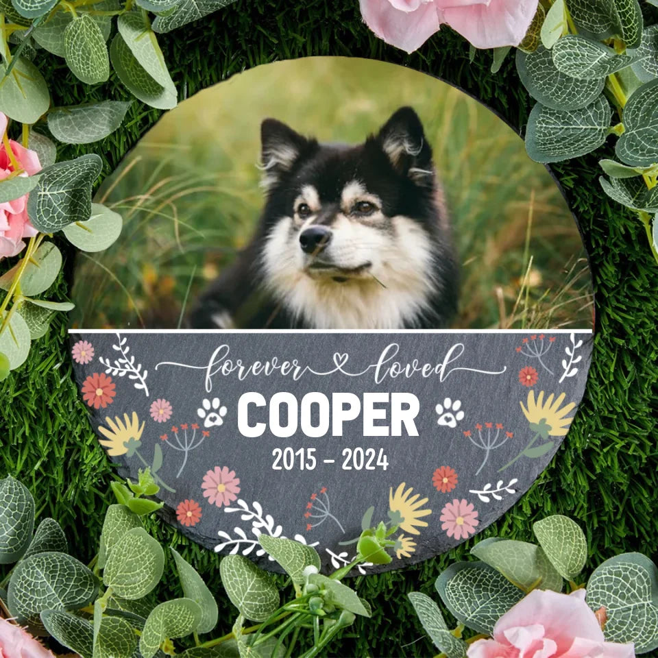 Dog Headstone | Custom Dog Memorial Garden Stone | Circle Headstone