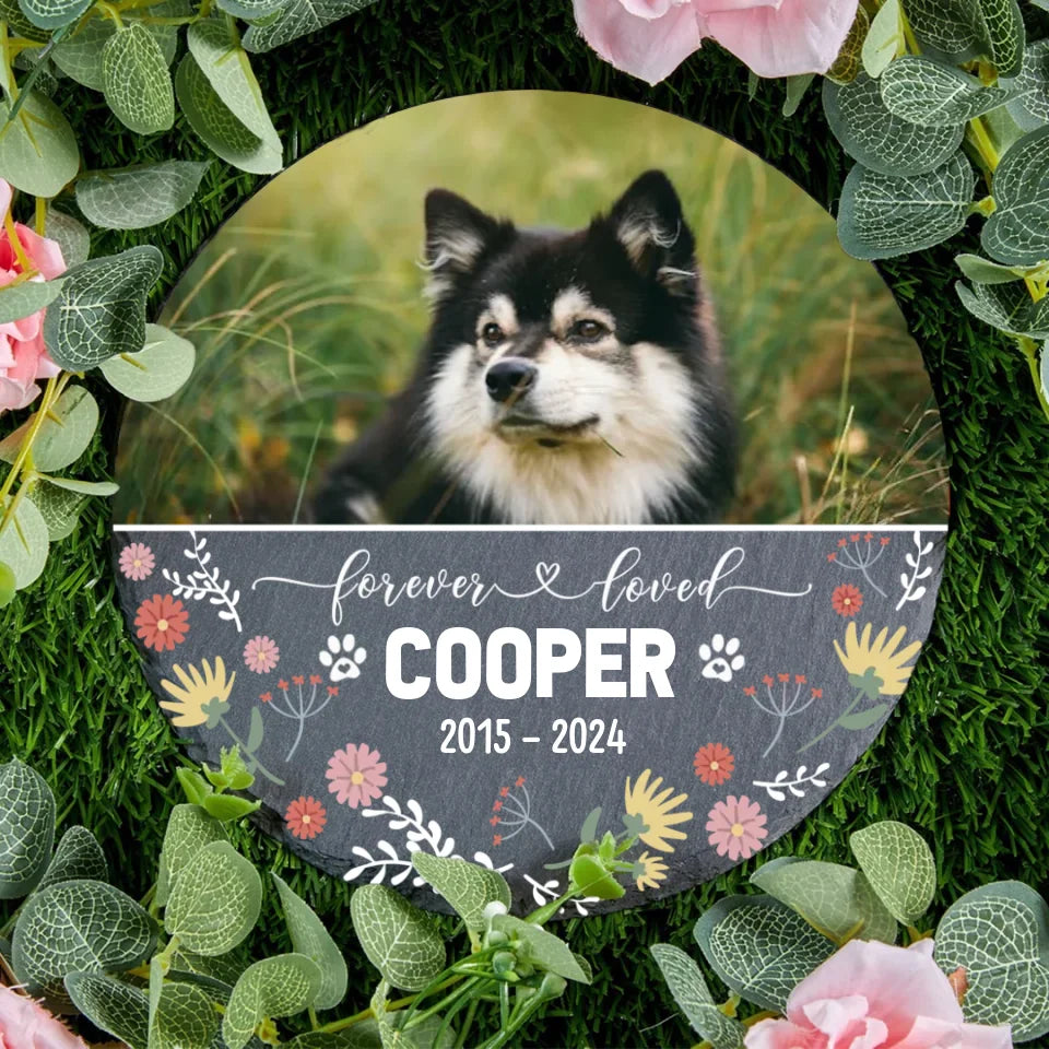 Dog Headstone | Custom Dog Memorial Garden Stone | Circle Headstone