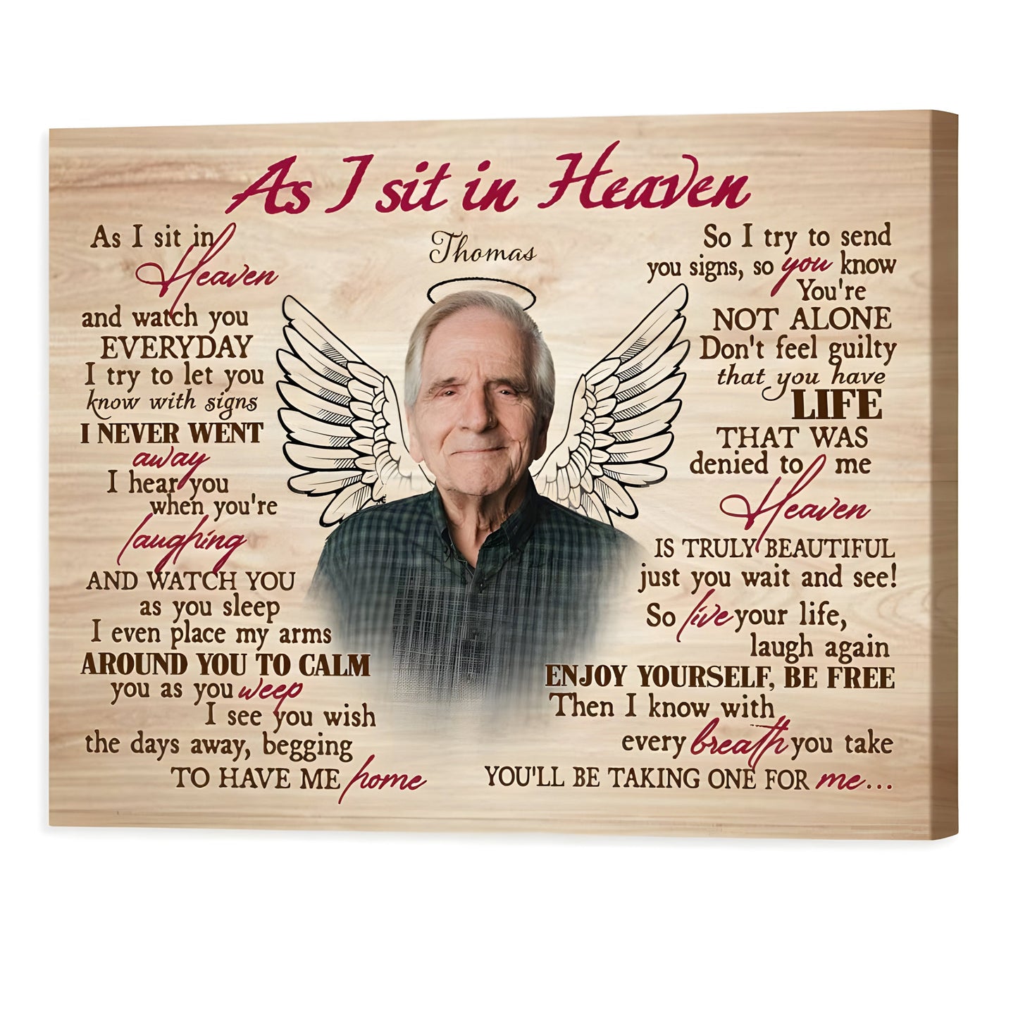 As I Sit In Heaven Poem | Custom Memorial Canvas Print