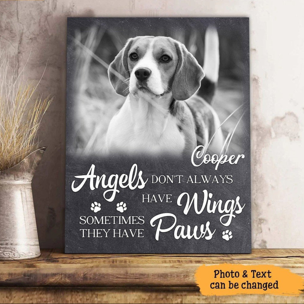 Angels Don't Always Have Wings | Custom Dog Memorial Canvas | Dog Memorial Gifts