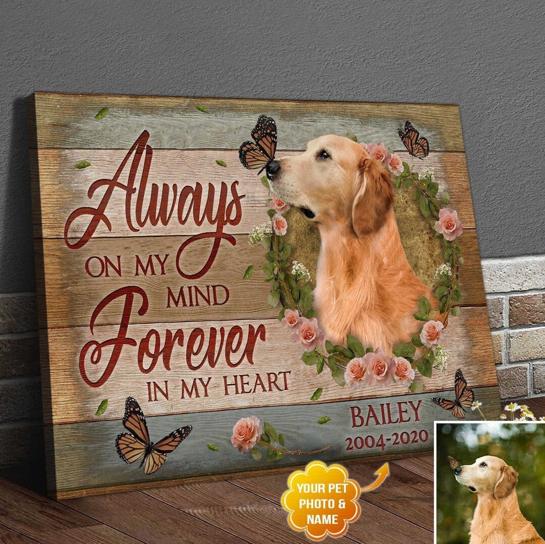 Always On My Mind Quote | Custom Dog Memorial Canvas | Dog Memorial Gifts