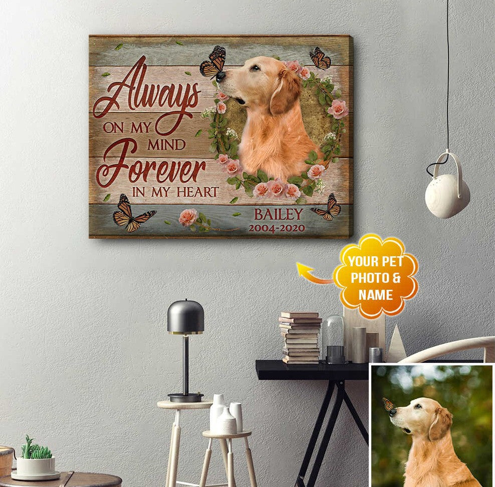 Always On My Mind Quote | Custom Dog Memorial Canvas | Dog Memorial Gifts