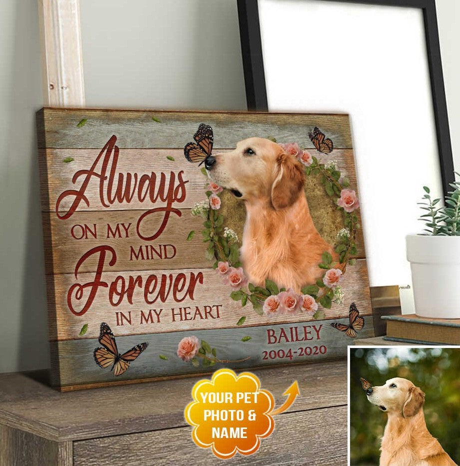 Always On My Mind Quote | Custom Dog Memorial Canvas | Dog Memorial Gifts