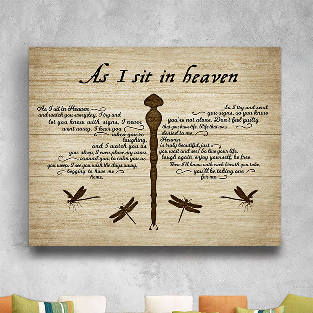 As I Sit In Heaven Sympathy Poem For Loss | Memorial Canvas Print