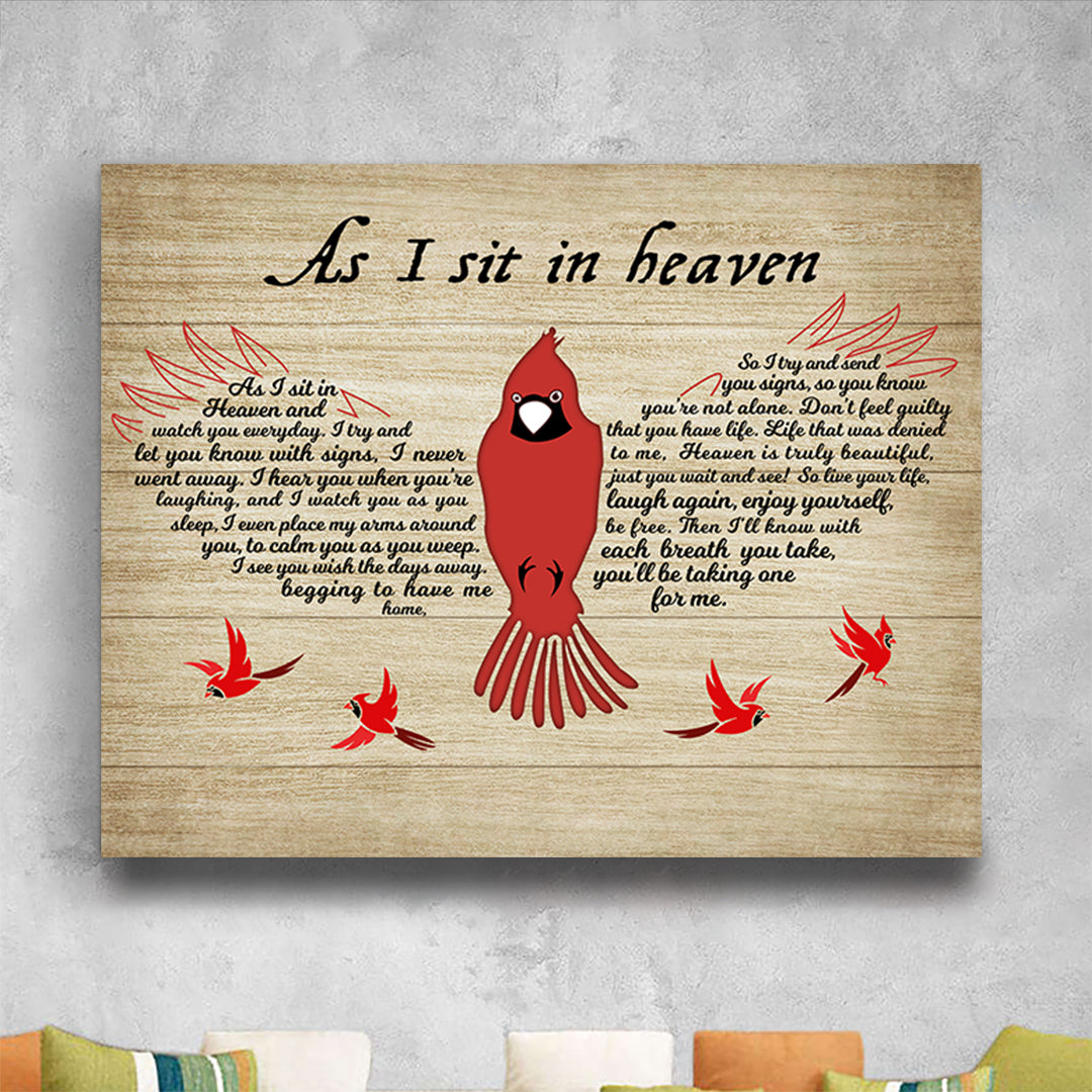 As I Sit In Heaven Sympathy Poem For Loss | Memorial Canvas Print