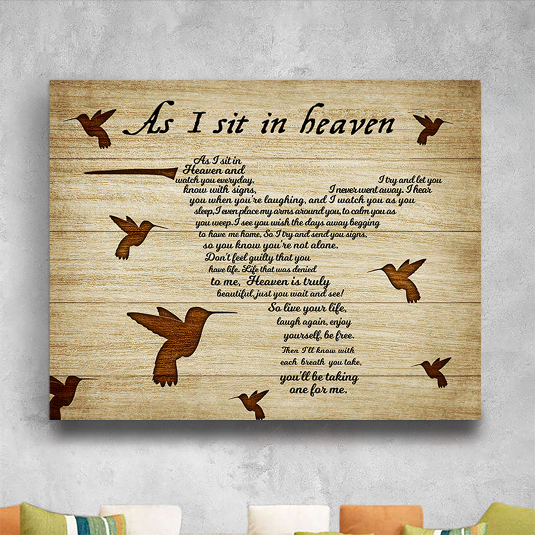 As I Sit In Heaven Sympathy Poem For Loss | Memorial Canvas Print