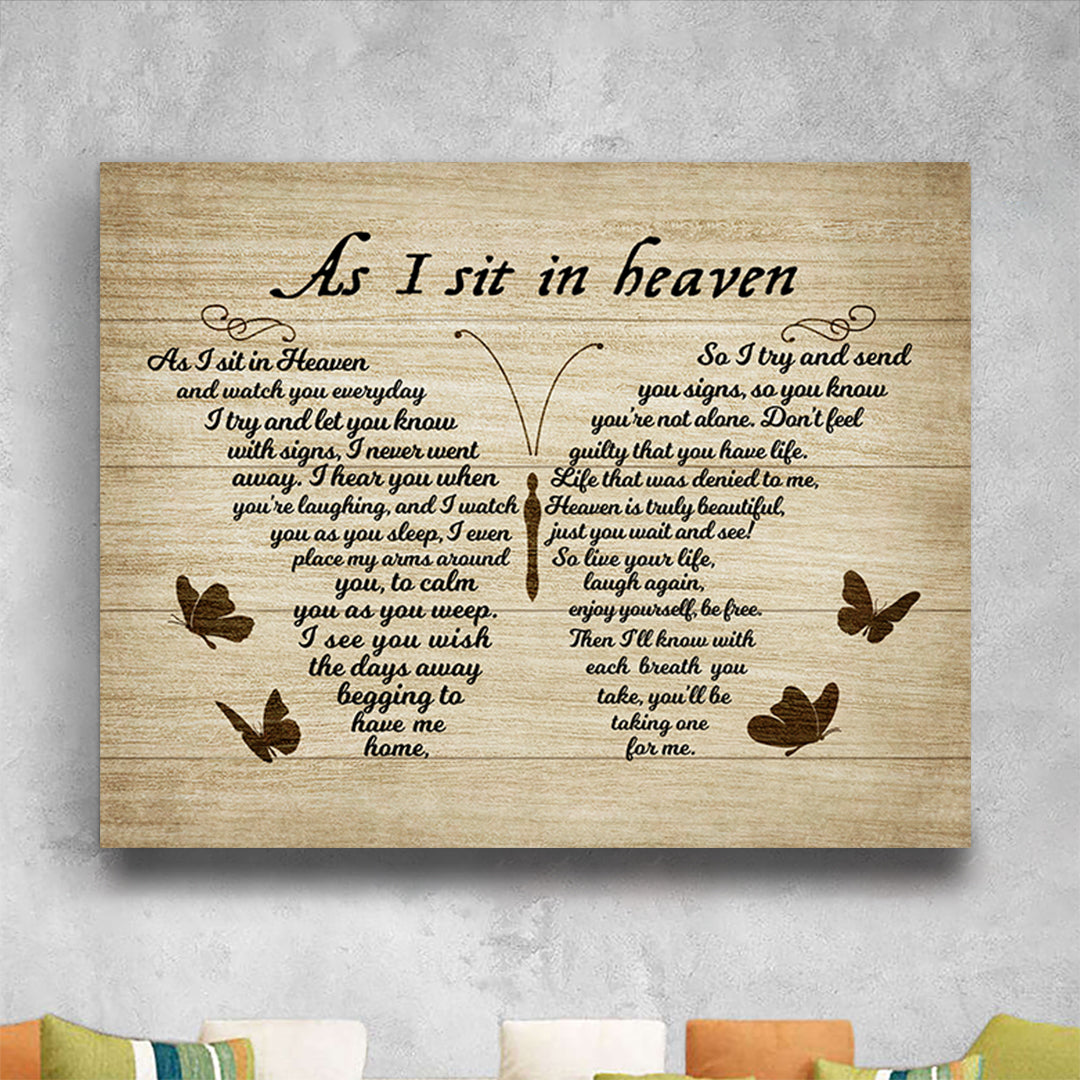 As I Sit In Heaven Sympathy Poem For Loss | Memorial Canvas Print
