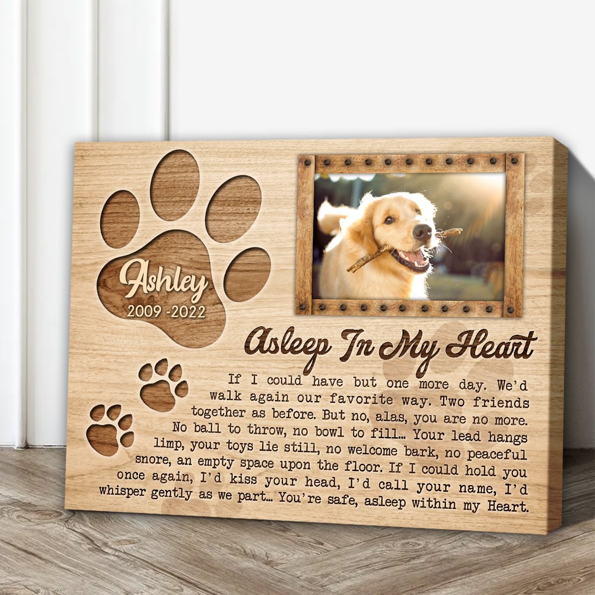 Asleep In My Heart | Custom Dog Memorial Canvas | Dog Memorial Gifts