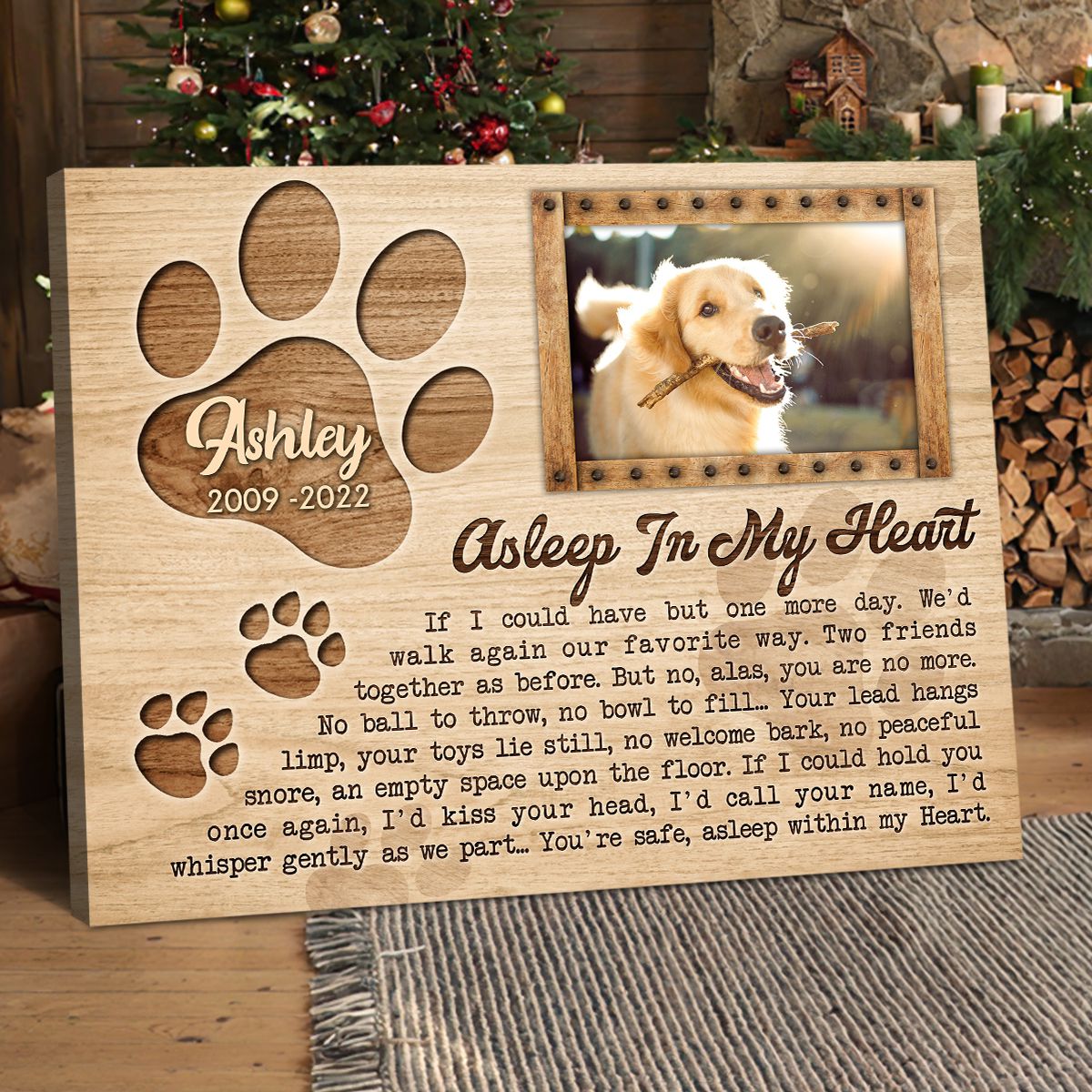 Asleep In My Heart | Custom Dog Memorial Canvas | Dog Memorial Gifts