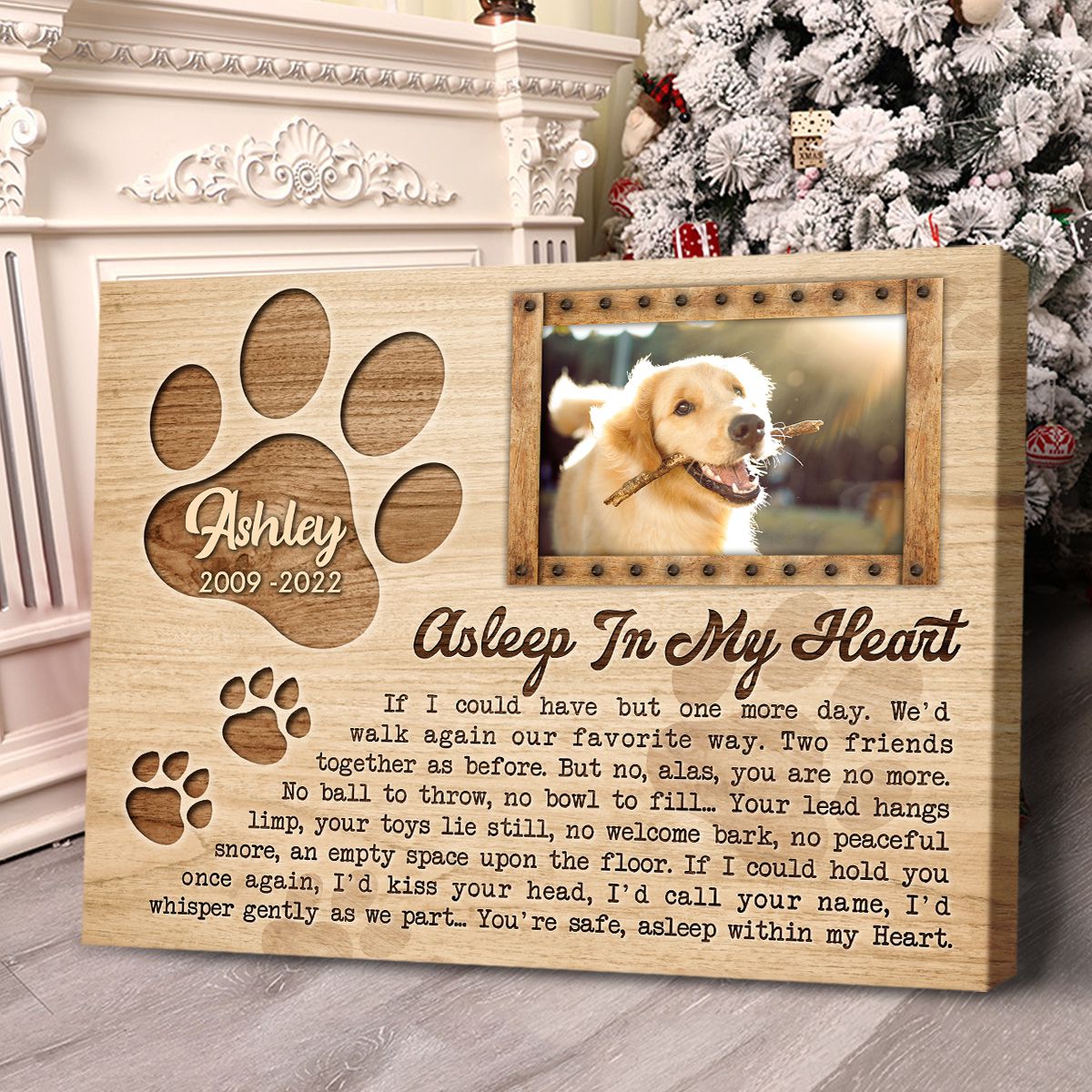 Asleep In My Heart | Custom Dog Memorial Canvas | Dog Memorial Gifts