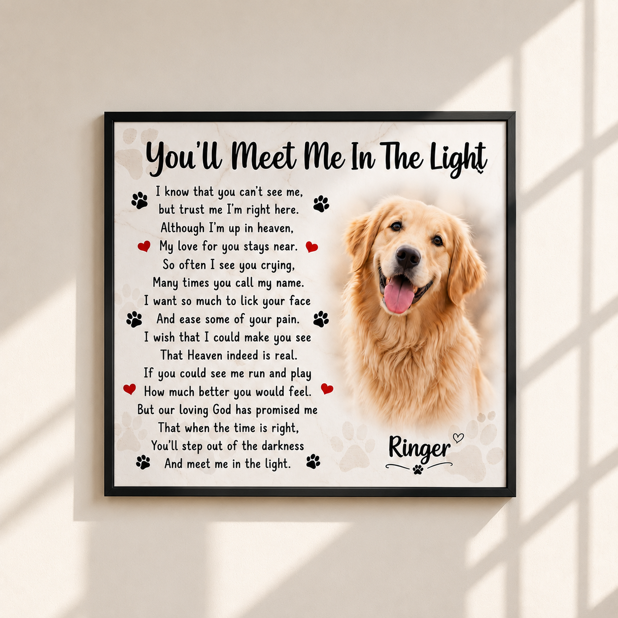 You'll Meet Me In The Light Dog Poem | Dog Memorial Gifts