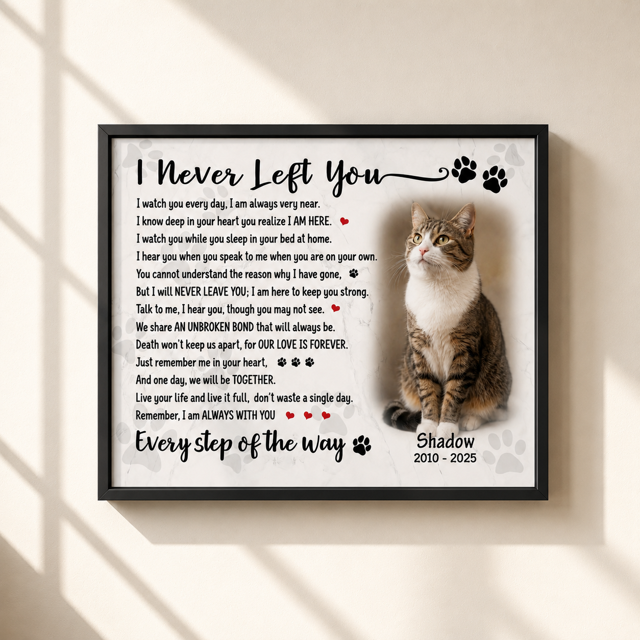 I Never Left You Poem | Custom Cat Memorial Canvas | Cat Memorial Gifts