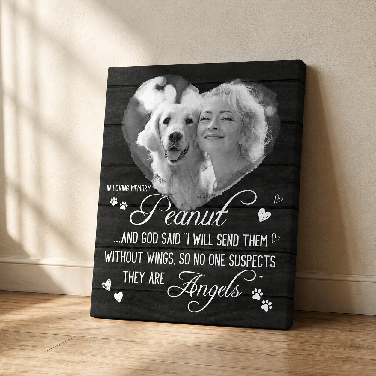 And God Said I Will Send Them Without Wings Losing Dog Quote | Custom Dog Memorial Canvas | Dog Memorial Gifts