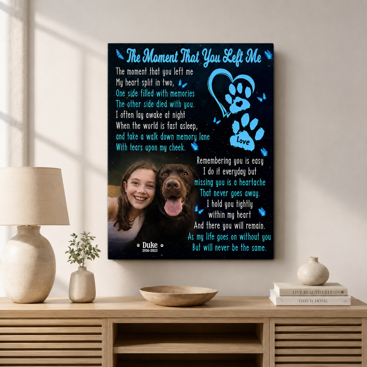 The Moment That You Left Me Dog Poem | Custom Dog Memorial Canvas Print