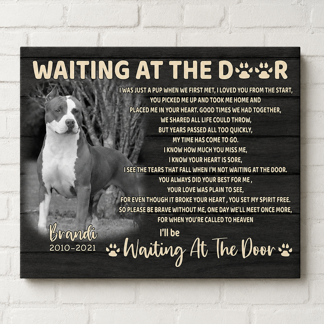 Waiting At The Door Dog Poem | Custom Dog Memorial Canvas Print