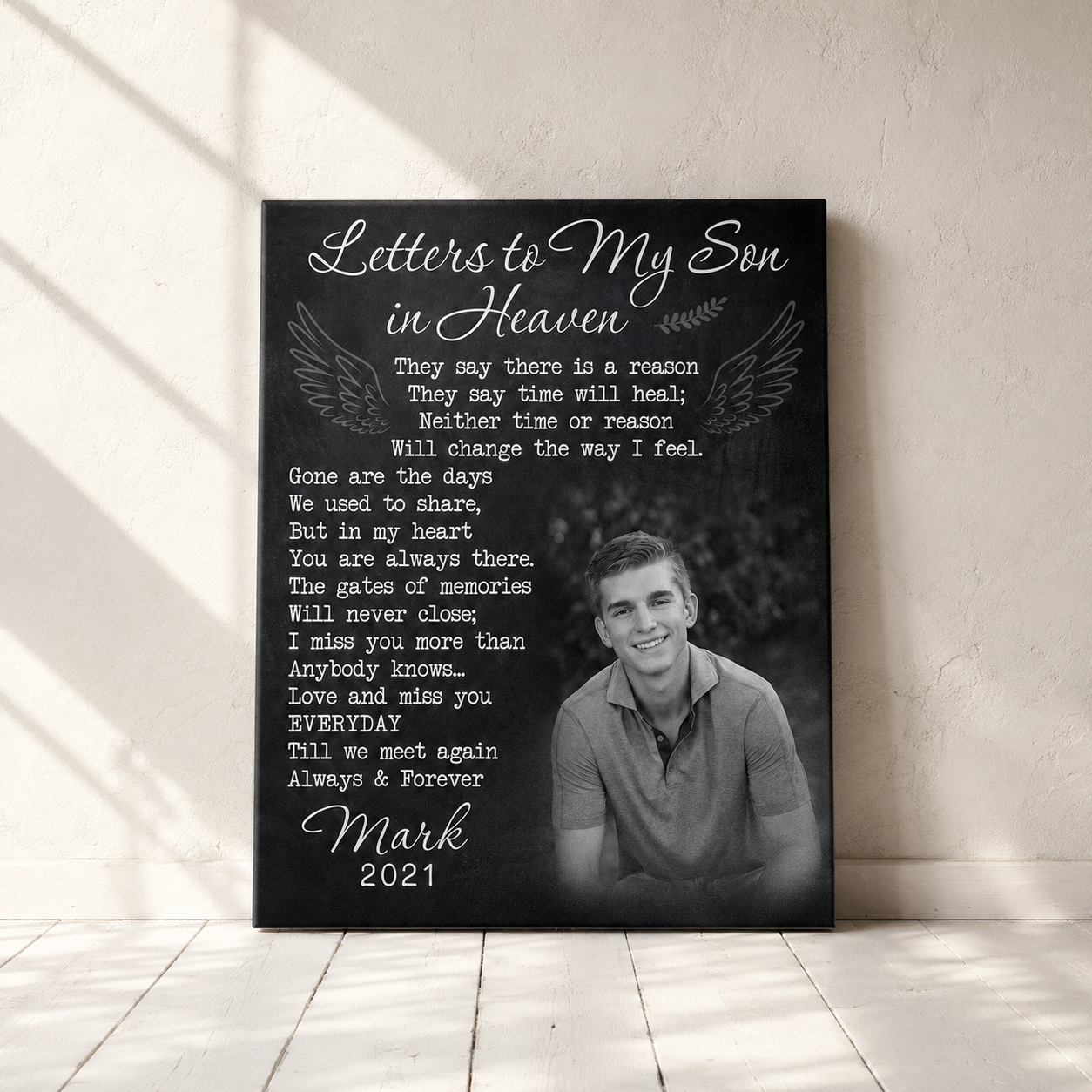 Letters To My Son In Heaven Sympathy Poem For Loss Of Son | Custom Memorial Canvas Print