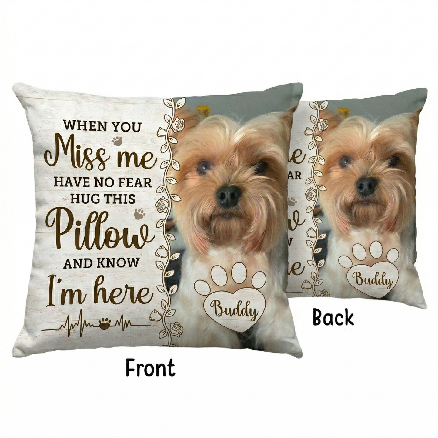 Custom Dog Memorial Canvas Throw Pillow