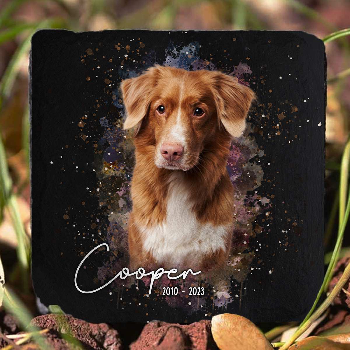 Custom Pet Portrait Loving Memorial Stone | Dog Headstone | Dog Tombstone