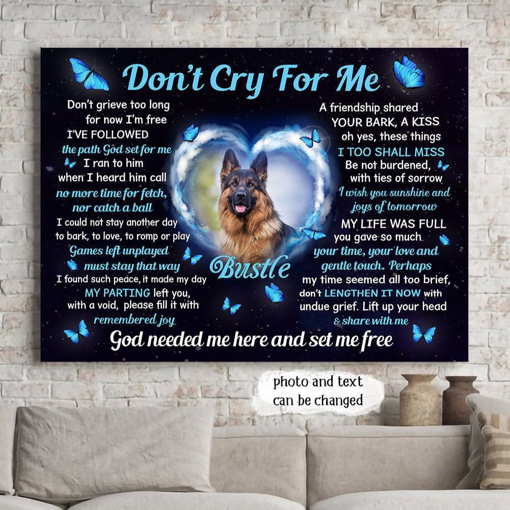 Don't Cry For Me Dog Poem | Custom Dog Memorial Canvas | Dog Memorial Gifts
