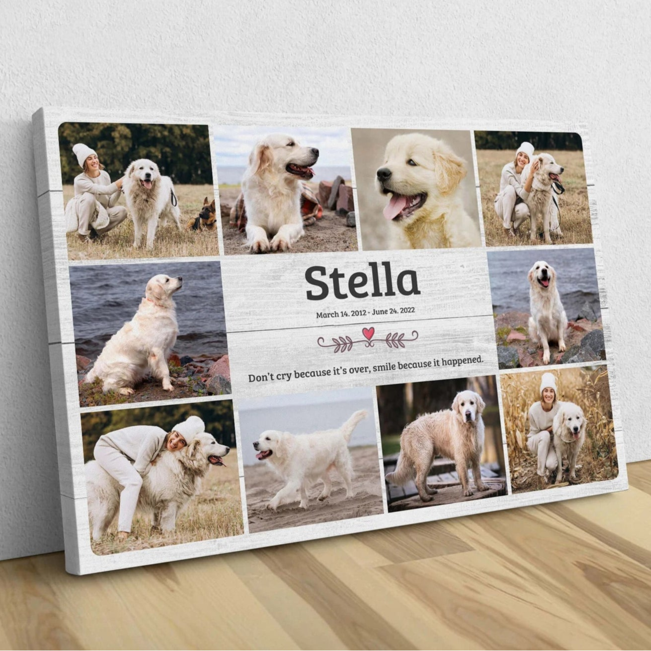 Don't Cry Because It's Over | Custom Dog Memorial Canvas | Dog Memorial Gifts