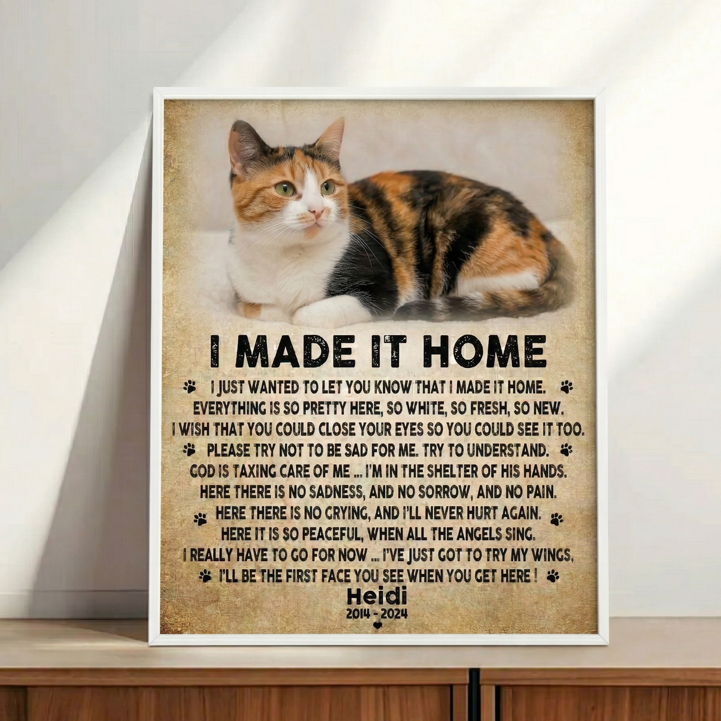 I Made It Home Poem Cat Memorial Canvas Cat Memorial Gifts