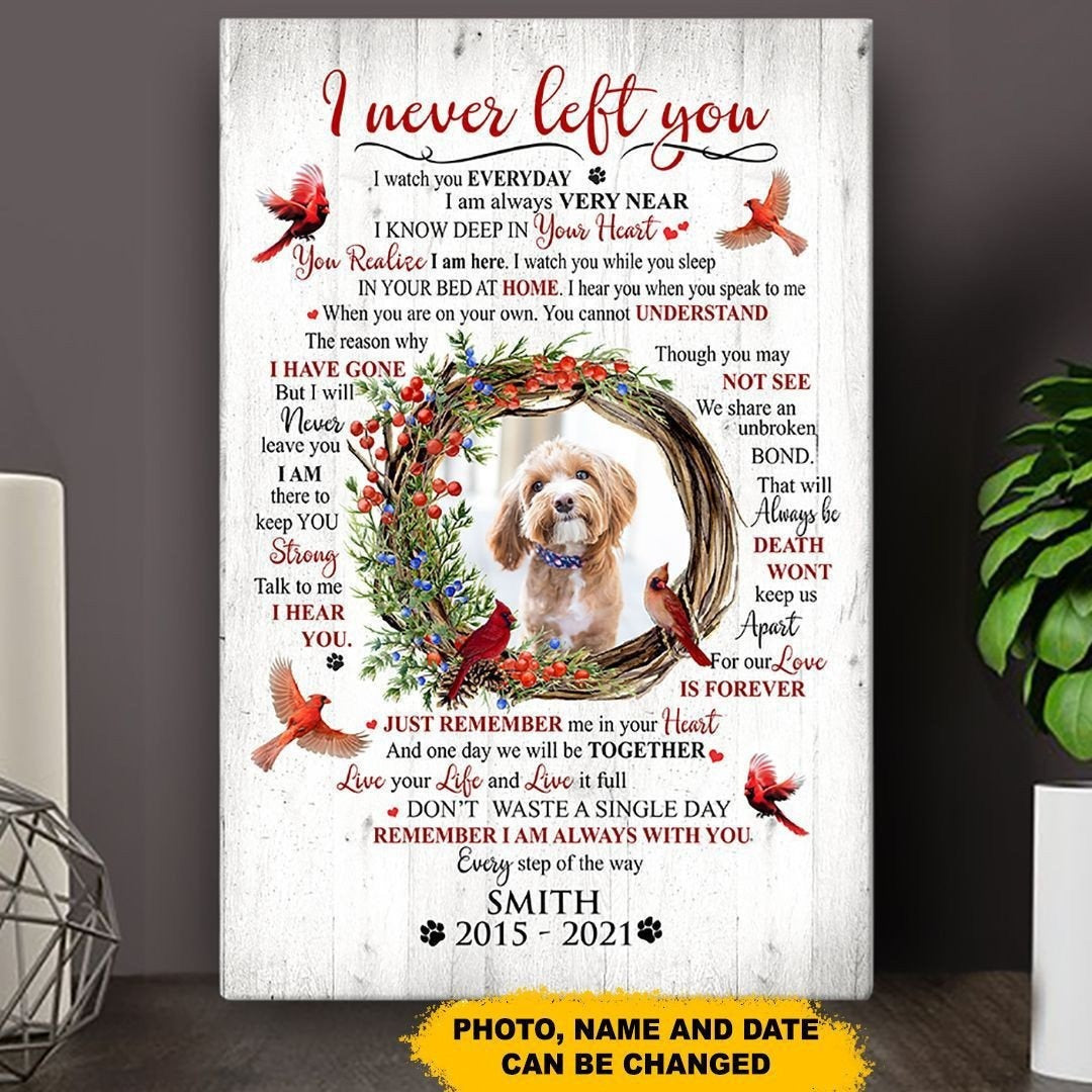 I Never Left You Dog Poem | Custom Dog Memorial Canvas | Dog Memorial Gifts