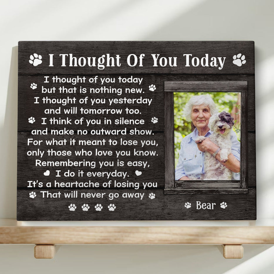 I Thought Of You Today Dog Poem | Custom Dog Memorial Canvas | Dog Memorial Gifts